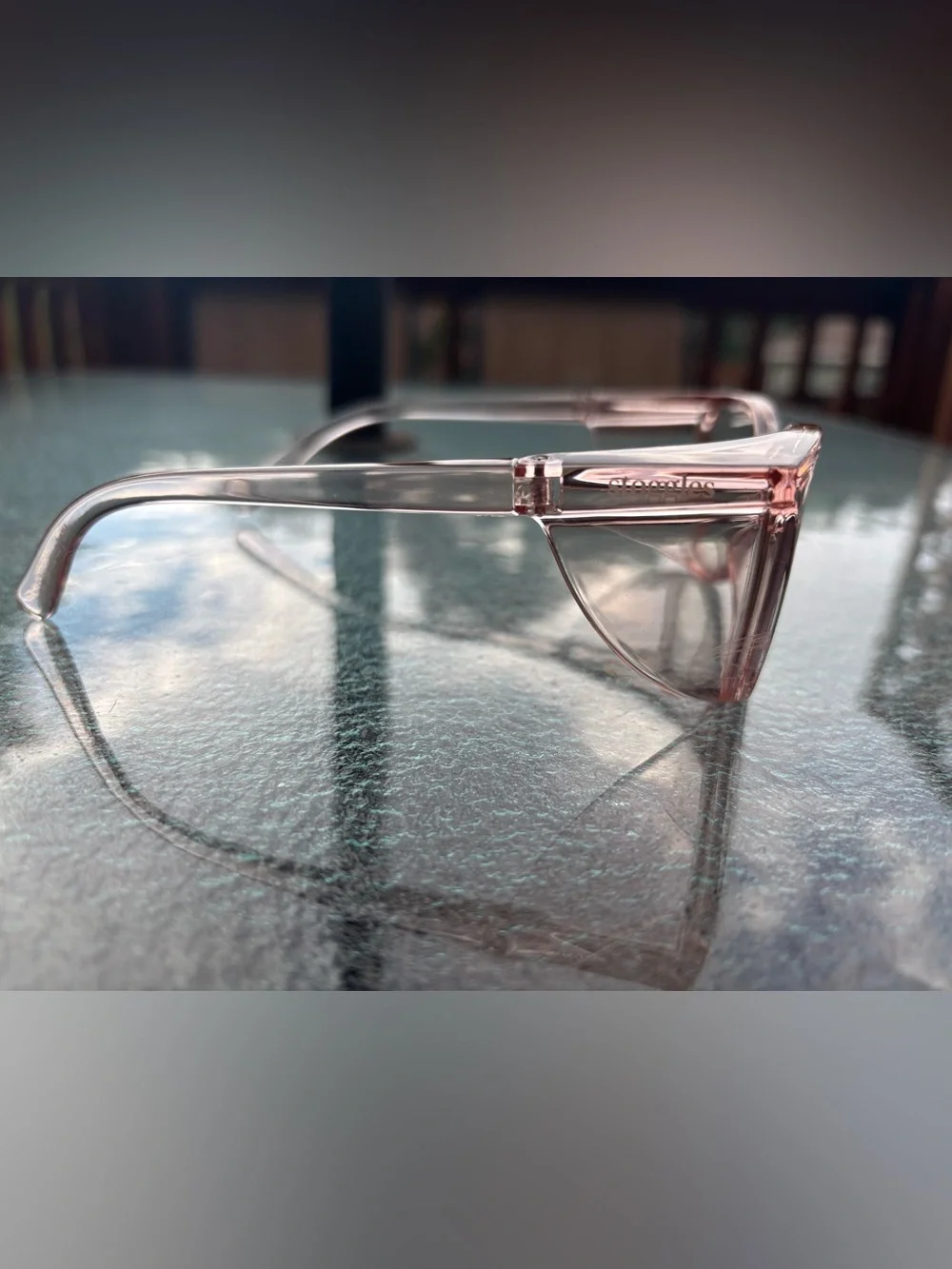 Square Stoggles Safety Glasses/Sunglasses w/ Transition Lenses in Sangria Pink